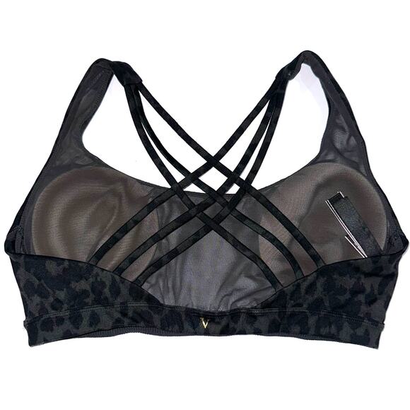 Victorias Secret Strappy Black Leopard Print Low Impact Sports Bra Size Large - Picture 5 of 12